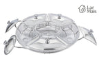 Rechaud Giratório Com 6 Compartimentos Aço Inox e Vidro 52cm